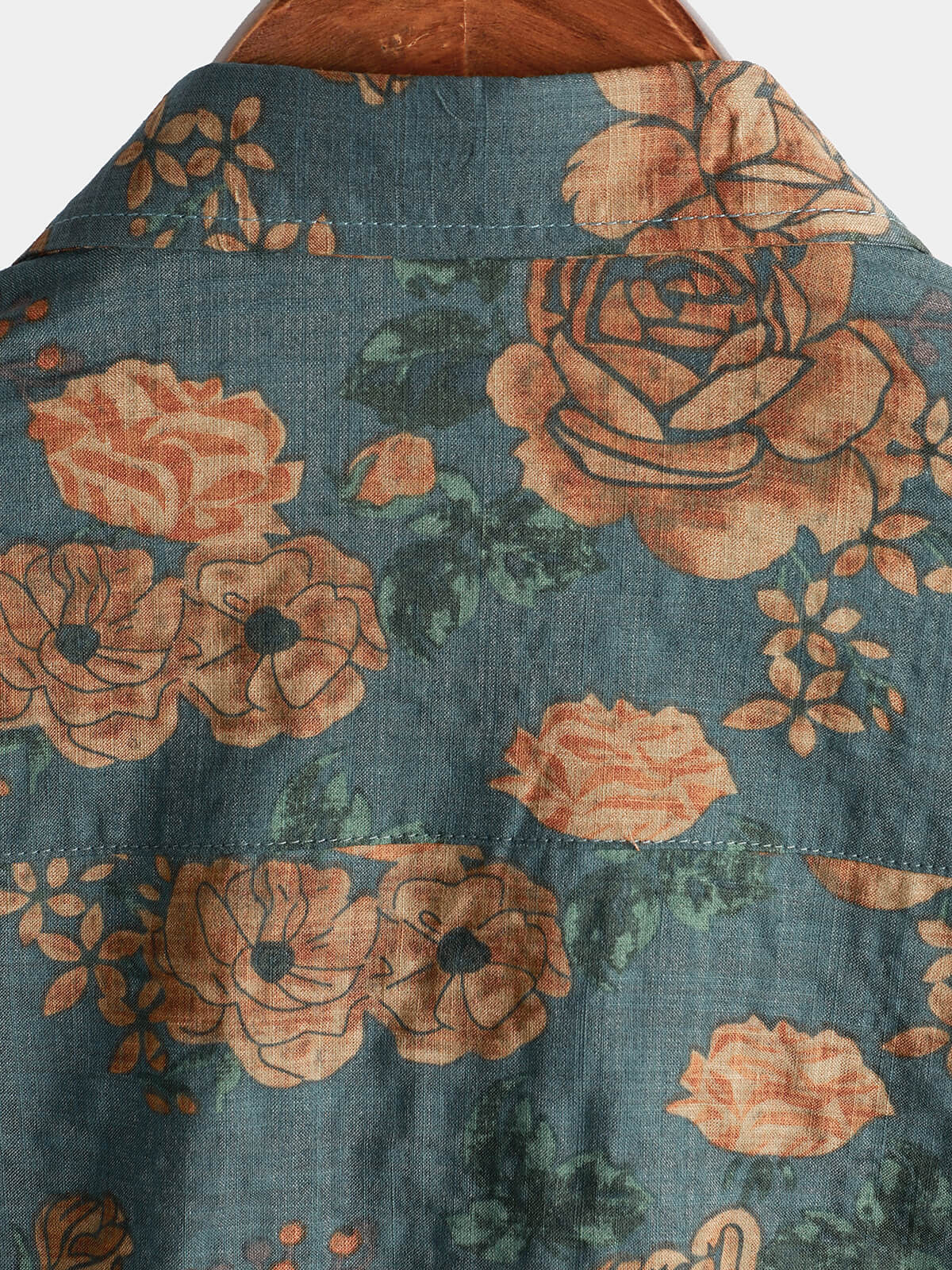 Chemise à manches courtes de vacances d'été bleu vintage à fleurs rétro pour hommes