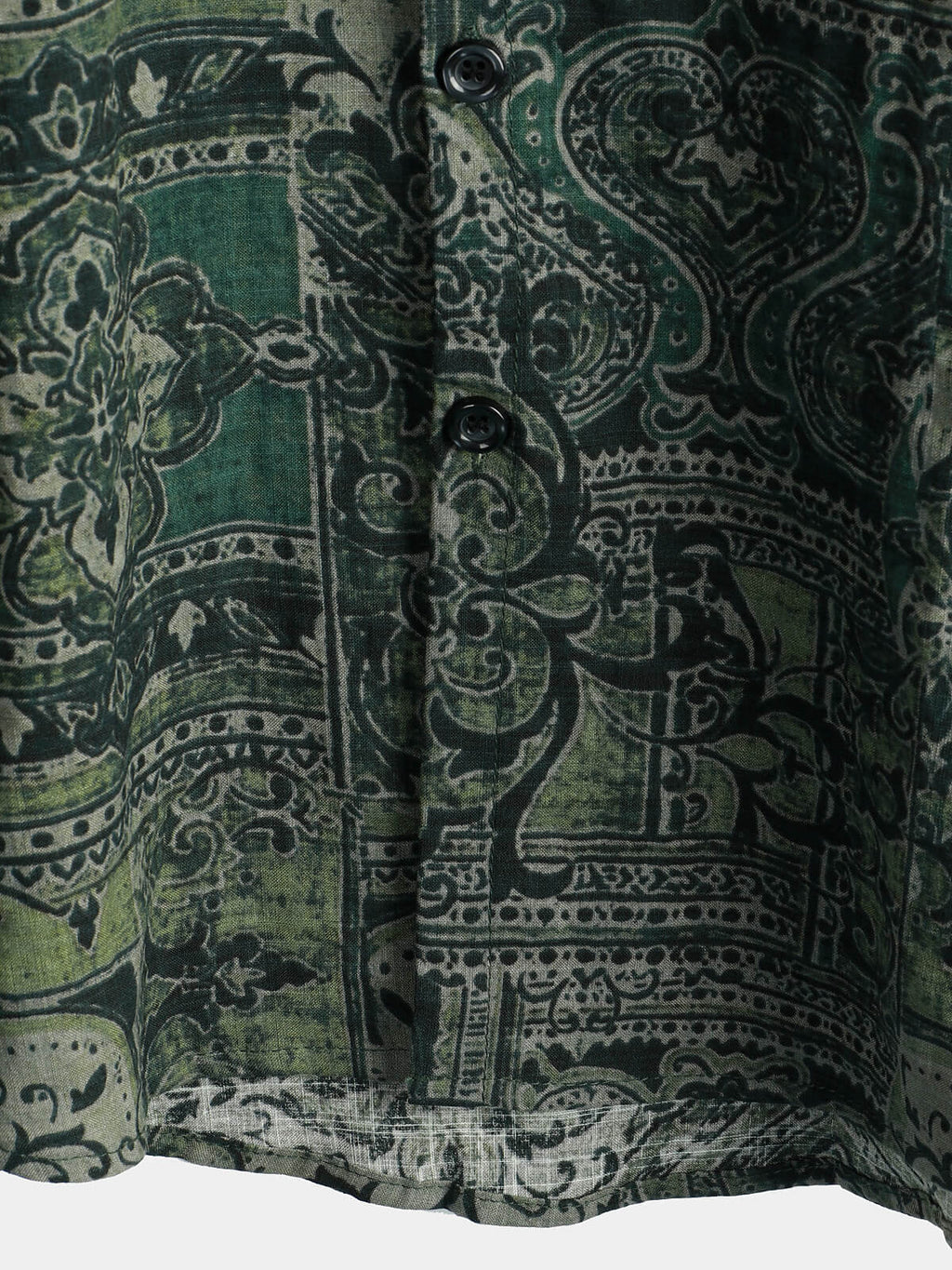 Chemise à Imprimé Floral Paisley Rétro pour Homme, Verte, à Manches Courtes