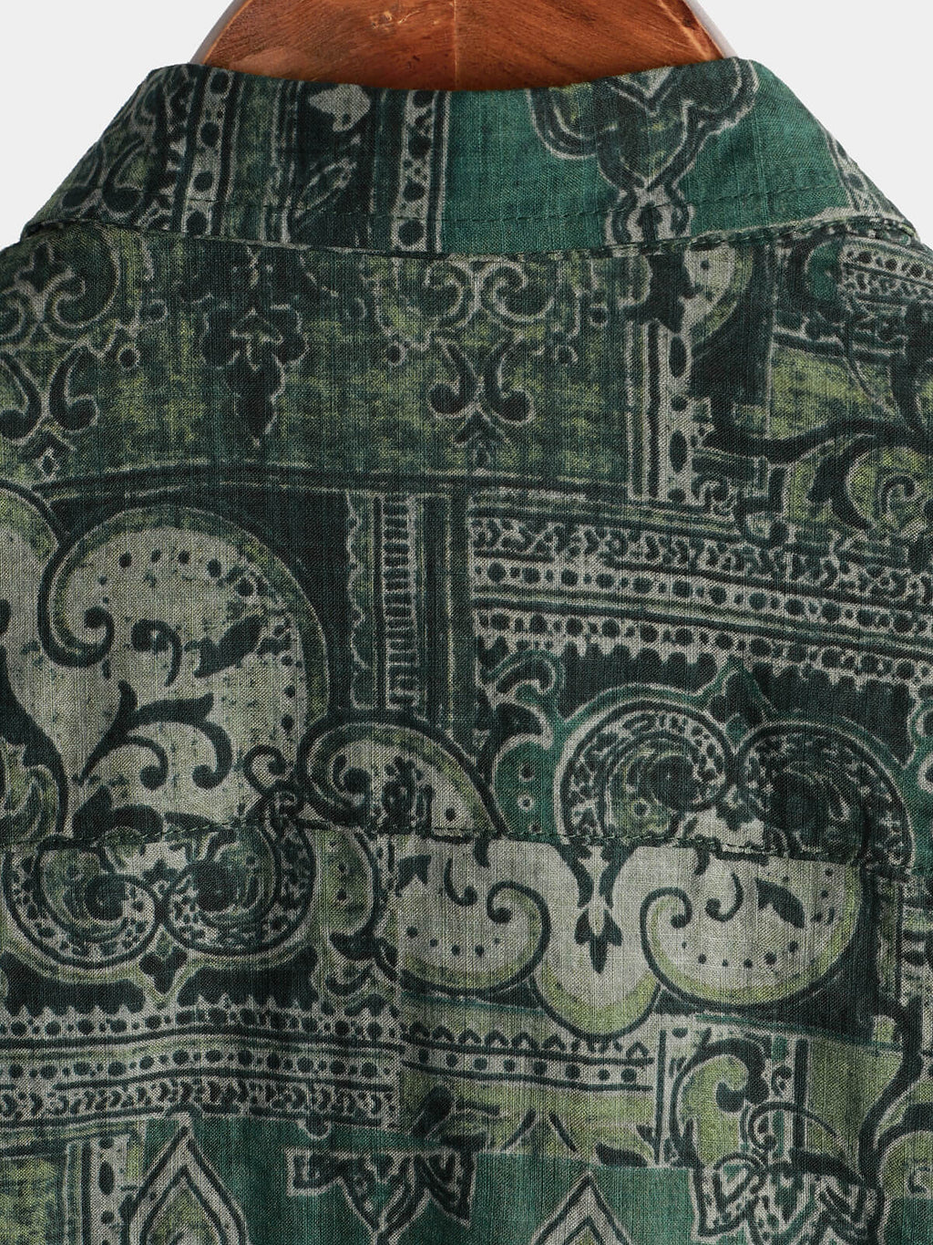 Chemise à Imprimé Floral Paisley Rétro pour Homme, Verte, à Manches Courtes
