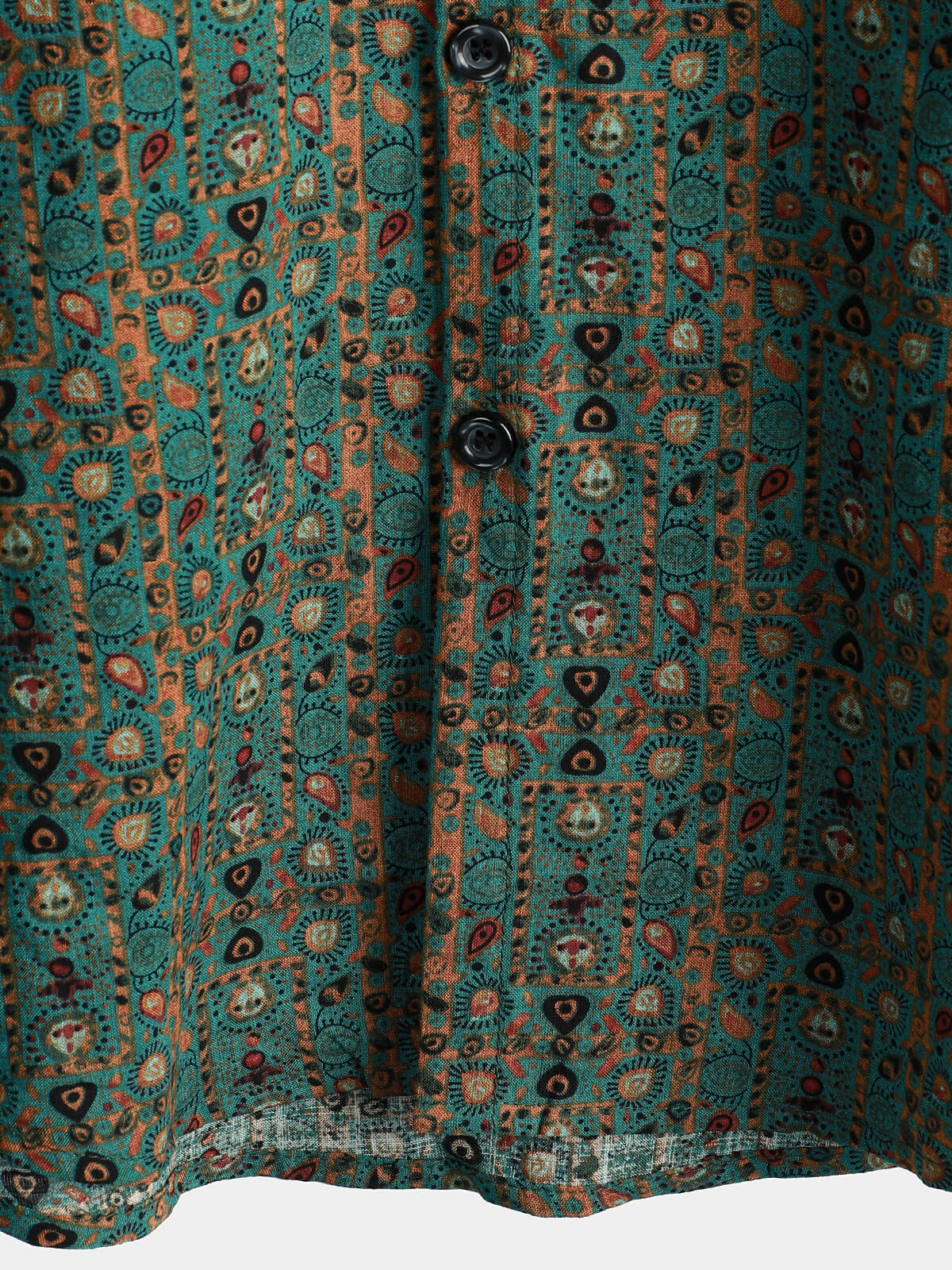 Chemise pour Homme Vintage Imprimé Paisley des Années 70, Verte, Boho, Rétro, Tribal, à Manches Courtes