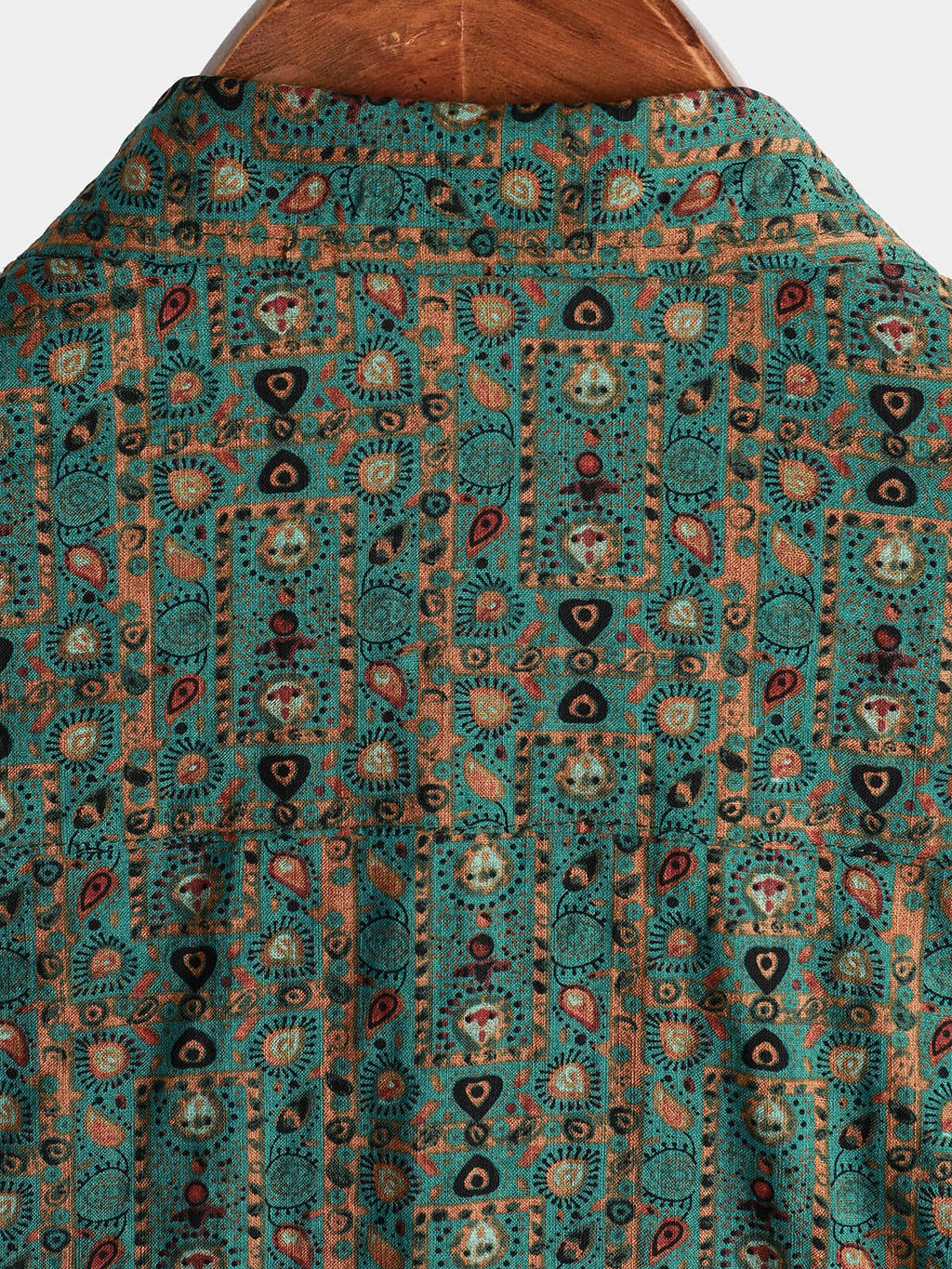 Chemise à manches courtes pour homme Vintage Paisley Print 70s Green Boho Retro Tribal