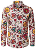 Chemise à manches longues en coton à imprimé vintage pour homme