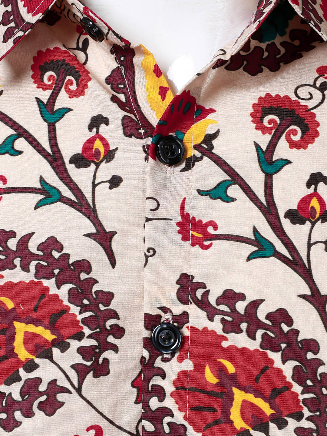 Chemise à manches longues en coton à imprimé vintage pour homme