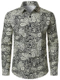 Chemise à manches longues en coton à imprimé cachemire vintage pour homme