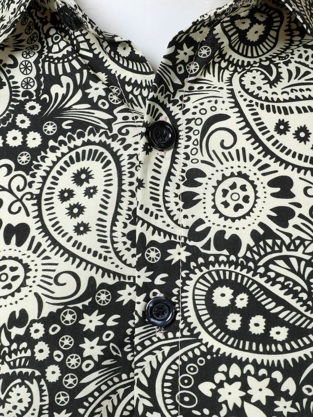 Chemise à manches longues en coton à imprimé cachemire vintage pour homme
