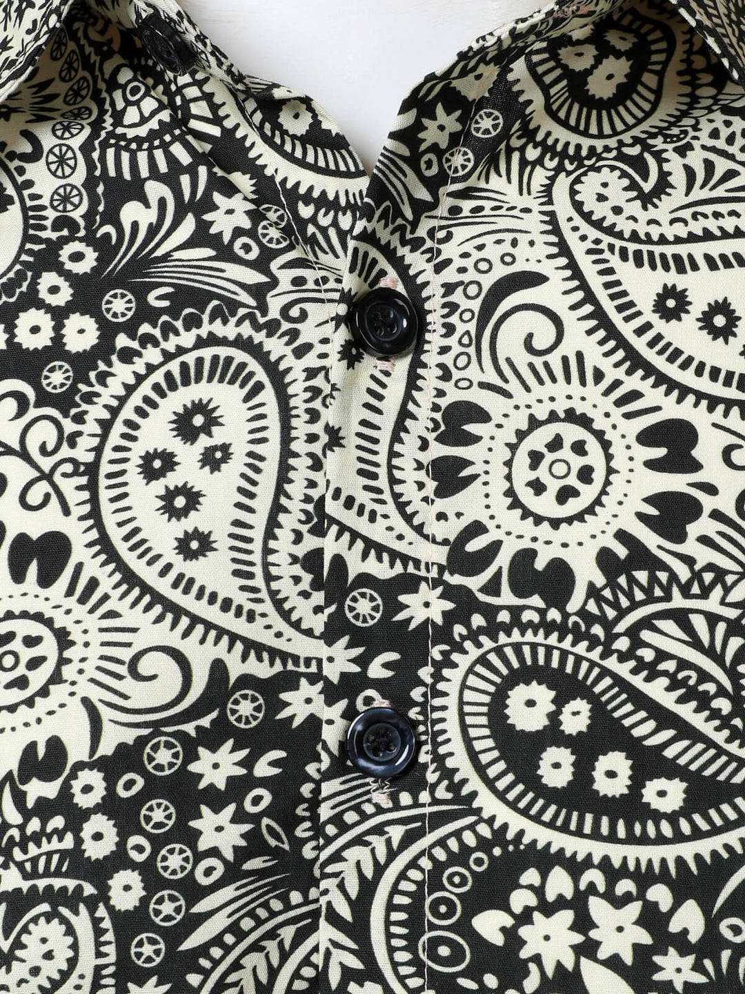 Chemise à manches longues en coton à imprimé cachemire vintage pour homme