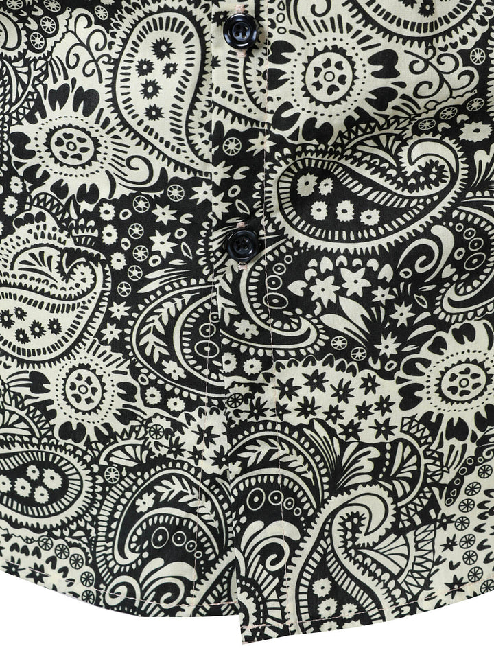 Chemise à manches longues en coton à imprimé cachemire vintage pour homme