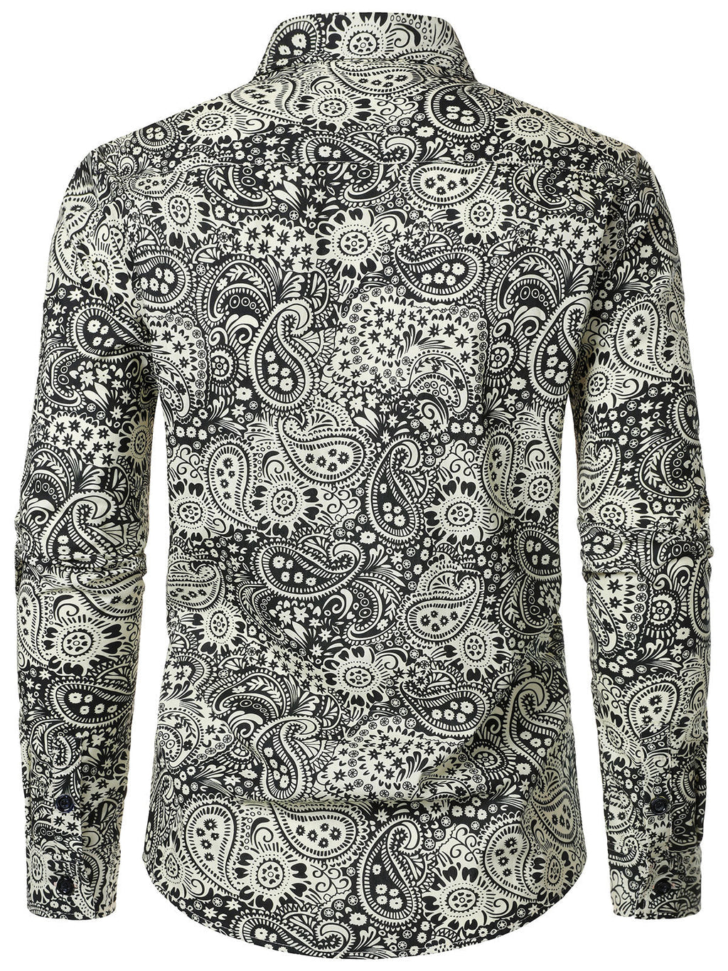 Chemise à manches longues en coton à imprimé cachemire vintage pour homme