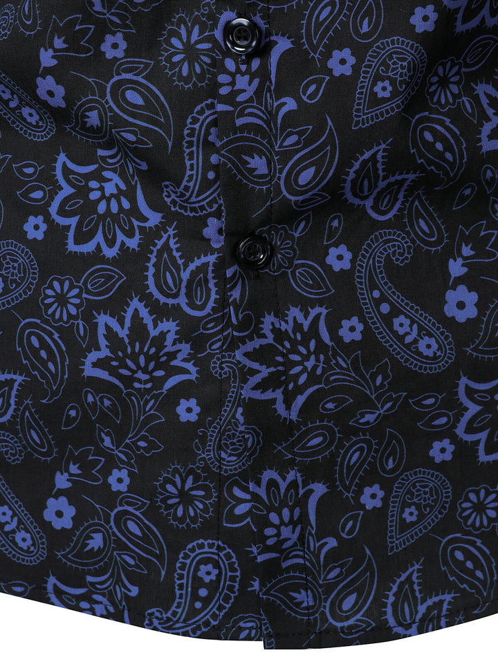 Chemise à manches longues en coton à imprimé cachemire pour homme