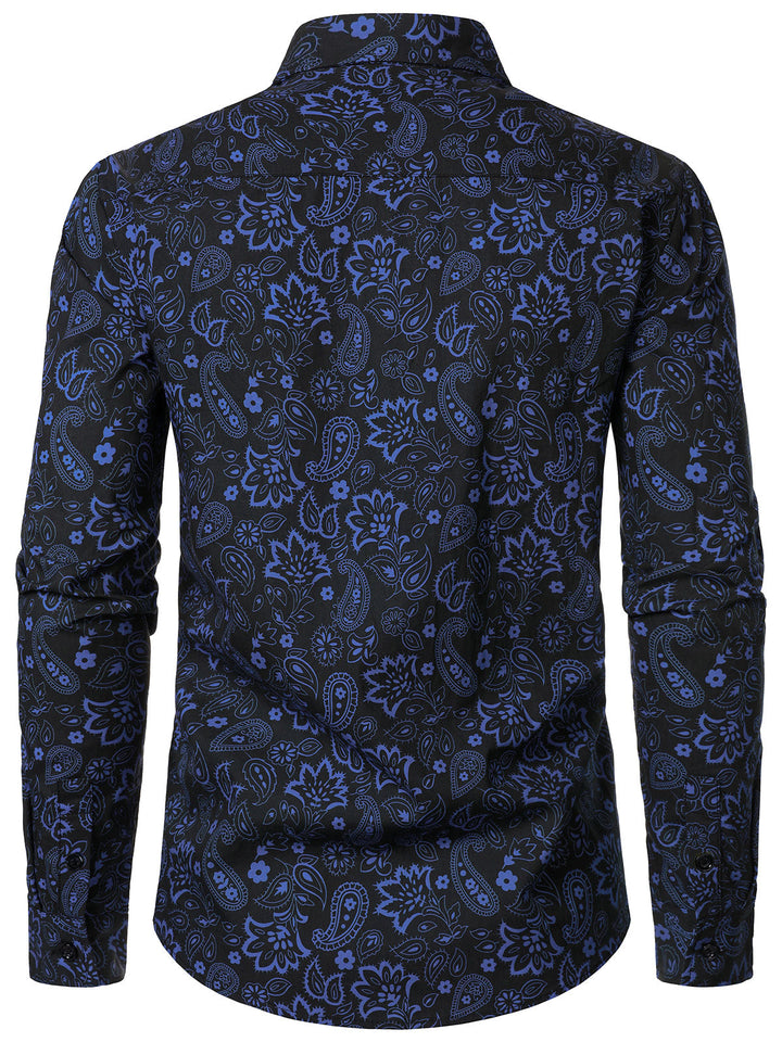 Chemise à manches longues en coton à imprimé cachemire pour homme