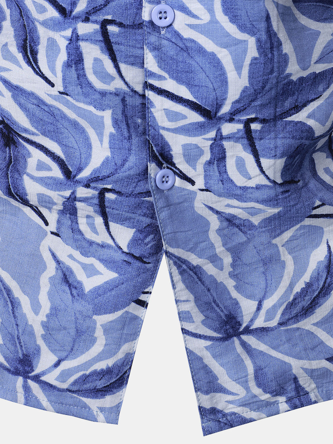 Chemise Homme à Boutons Manches Courtes à Imprimé Tropical Bleu avec Poche Style Resort