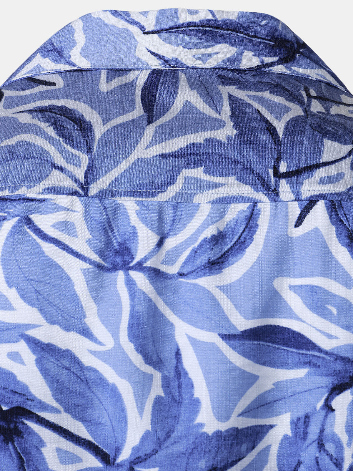 Chemise Homme à Boutons Manches Courtes à Imprimé Tropical Bleu avec Poche Style Resort