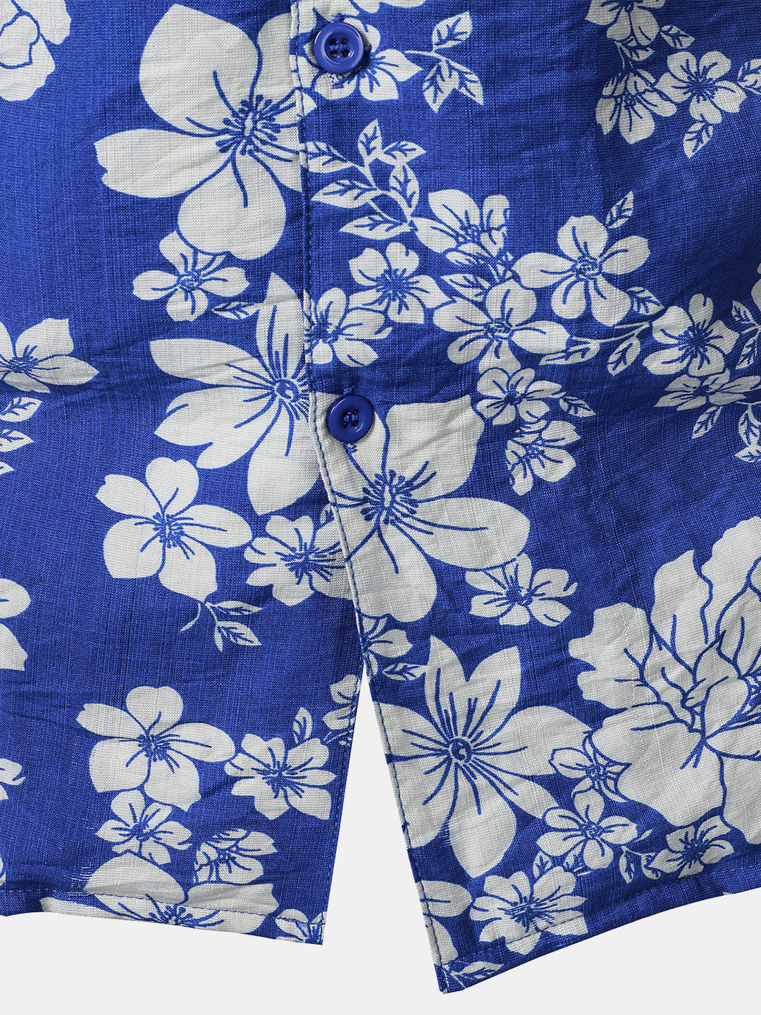 Chemise Homme à Boutons Manches Courtes à Imprimé Floral Bleu avec Poche Style Hawaïen Col Cubain