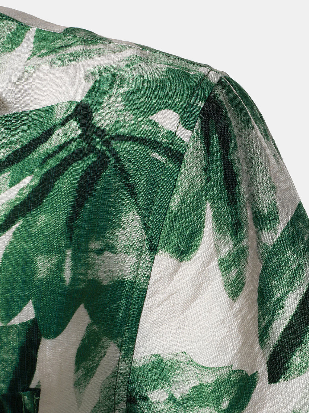 Chemise Homme à Boutons Manches Courtes à Imprimé Feuilles Tropicales Vert avec Poche Style Hawaïen