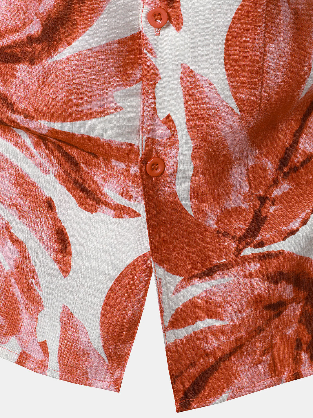 Chemise Homme à Boutons Manches Courtes à Imprimé Feuilles Tropicales Rouge avec Poche Style Hawaïen