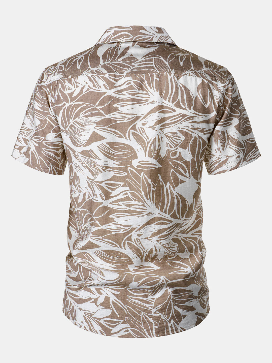 Chemise Homme à Boutons Manches Courtes à Imprimé Tropical avec Poche Style Holiday Col Cubain