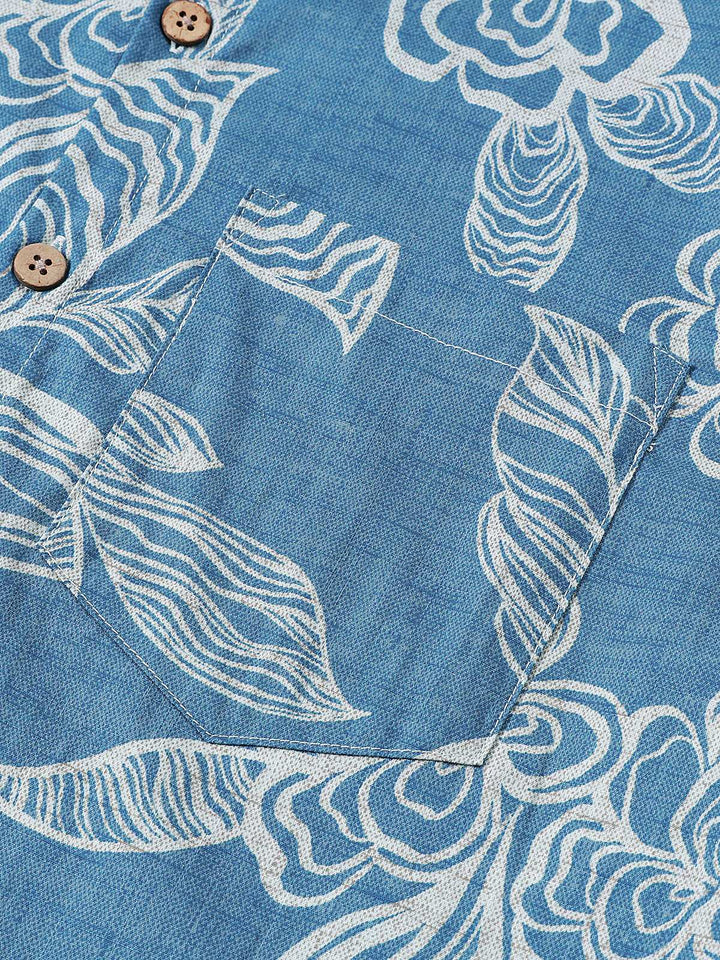 Chemise Homme Décontractée Imprimé Floral Tropical à Manches Courtes