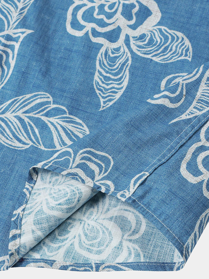 Chemise Homme Décontractée Imprimé Floral Tropical à Manches Courtes