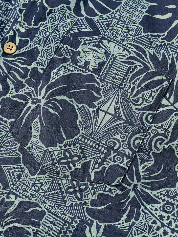 Chemise Homme à Motif Feuilles Tropicales Hawaïennes Style Vacances Plage Manches Courtes