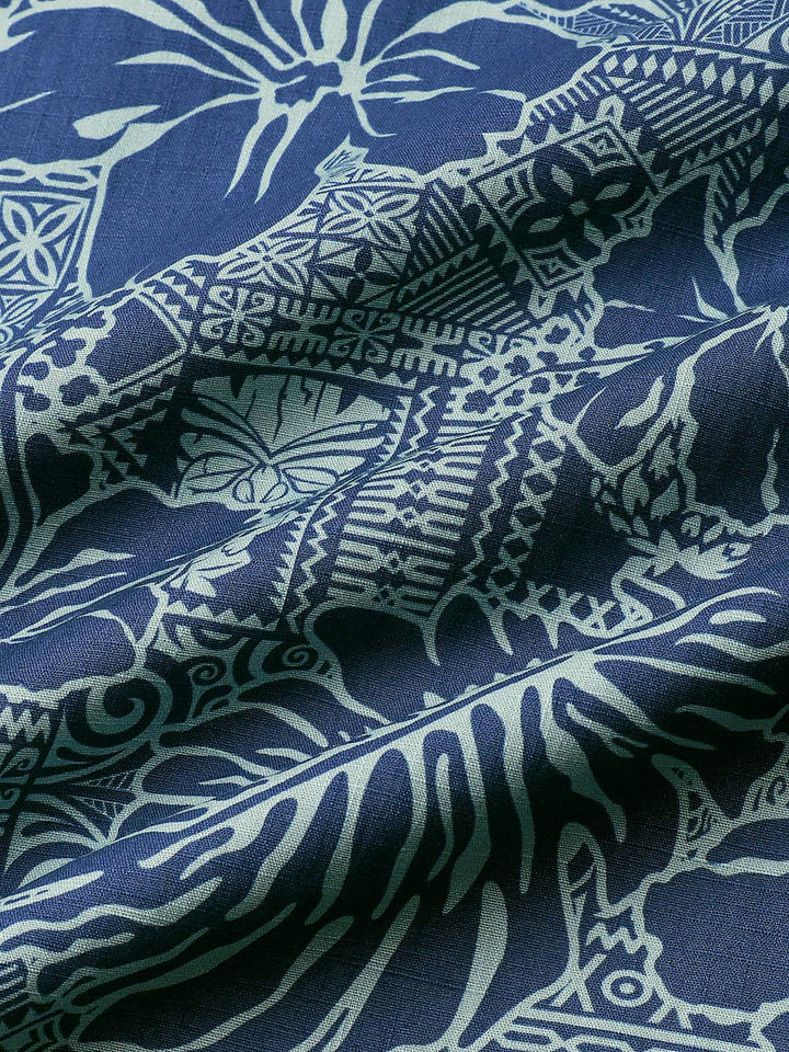 Chemise Homme Imprimé Botanique Tropical en Coton Respirant à Manches Courtes