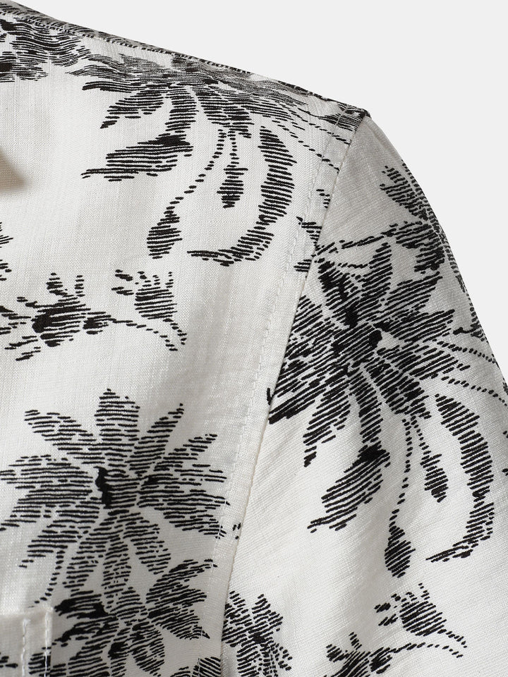 Chemise Hawaïenne Homme Manches Courtes à Poche Imprimé Floral