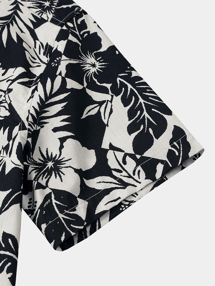 Chemise Homme en Coton à Imprimé Floral Décontractée Style Plage d’Été Manches Courtes