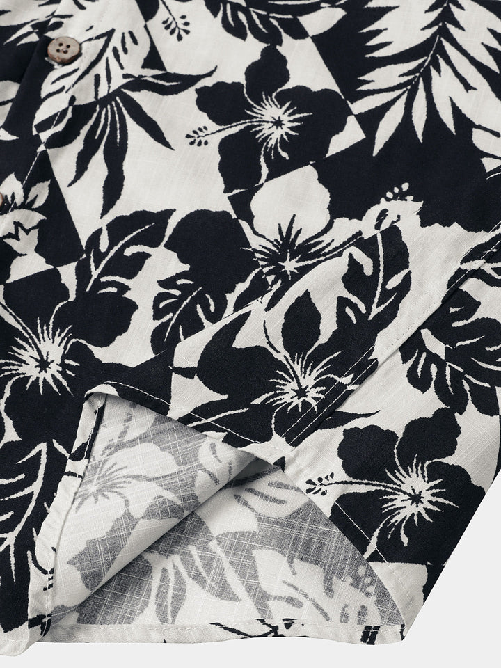 Chemise Homme en Coton à Imprimé Floral Décontractée Style Plage d’Été Manches Courtes