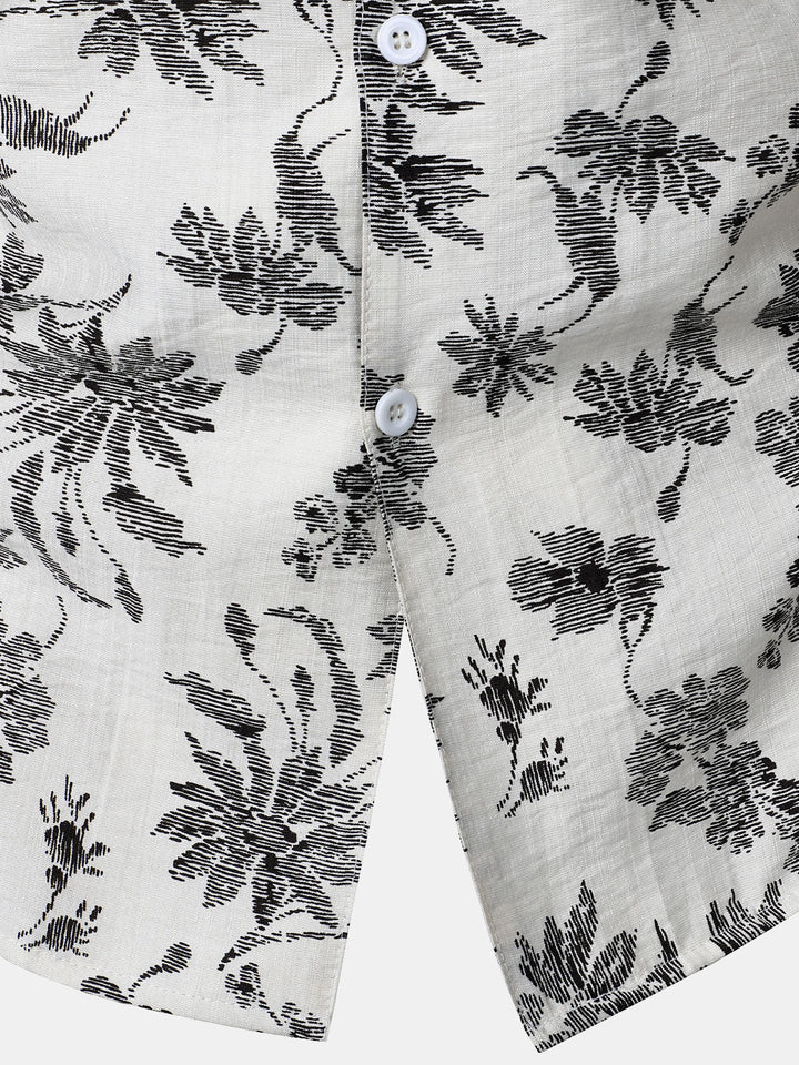 Chemise Hawaïenne Homme Manches Courtes à Poche Imprimé Floral