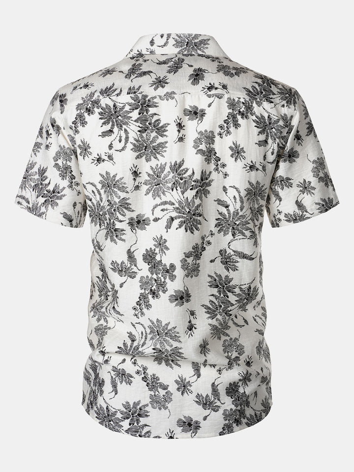 Chemise Hawaïenne Homme Manches Courtes à Poche Imprimé Floral