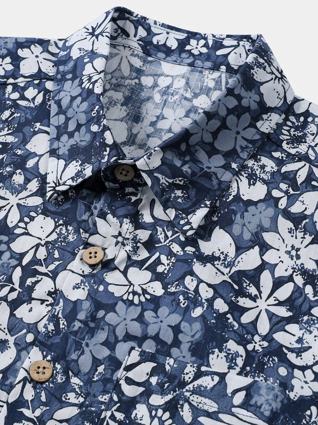 Chemise Homme Rétro à Manches Courtes en Coton Respirante Imprimé Hibiscus Style Vacances