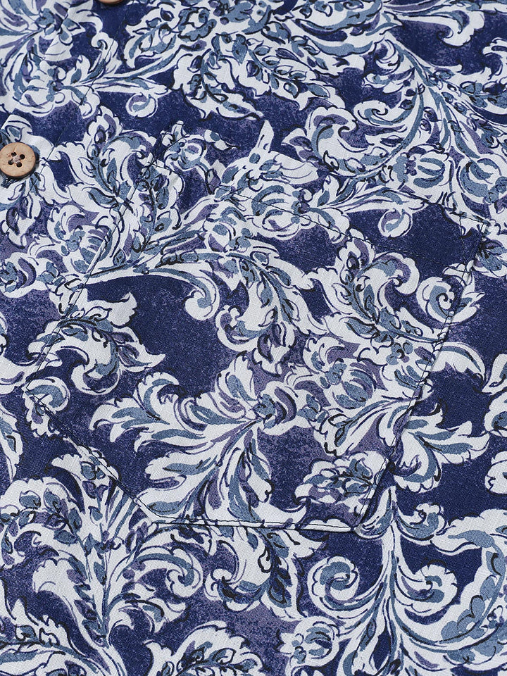 Chemise Homme à Imprimé Floral Classique Boutonnée Style Vacances Manches Courtes