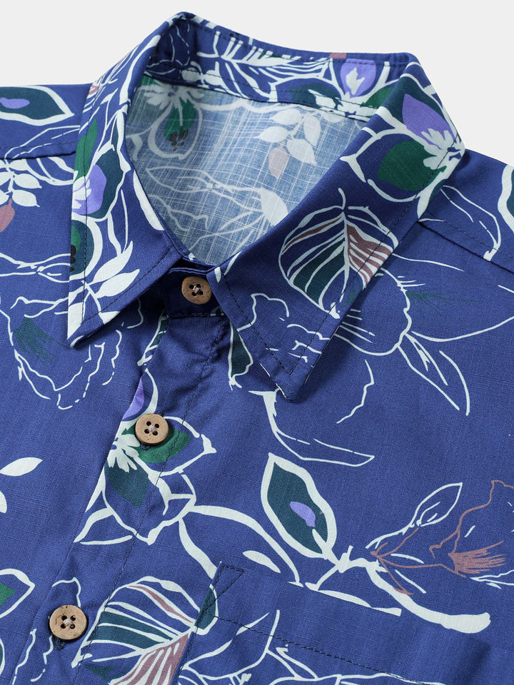 Chemise Homme Style Plage et Détente Tropicale en Coton à Manches Courtes