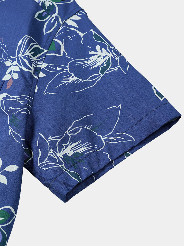Chemise Homme Style Plage et Détente Tropicale en Coton à Manches Courtes