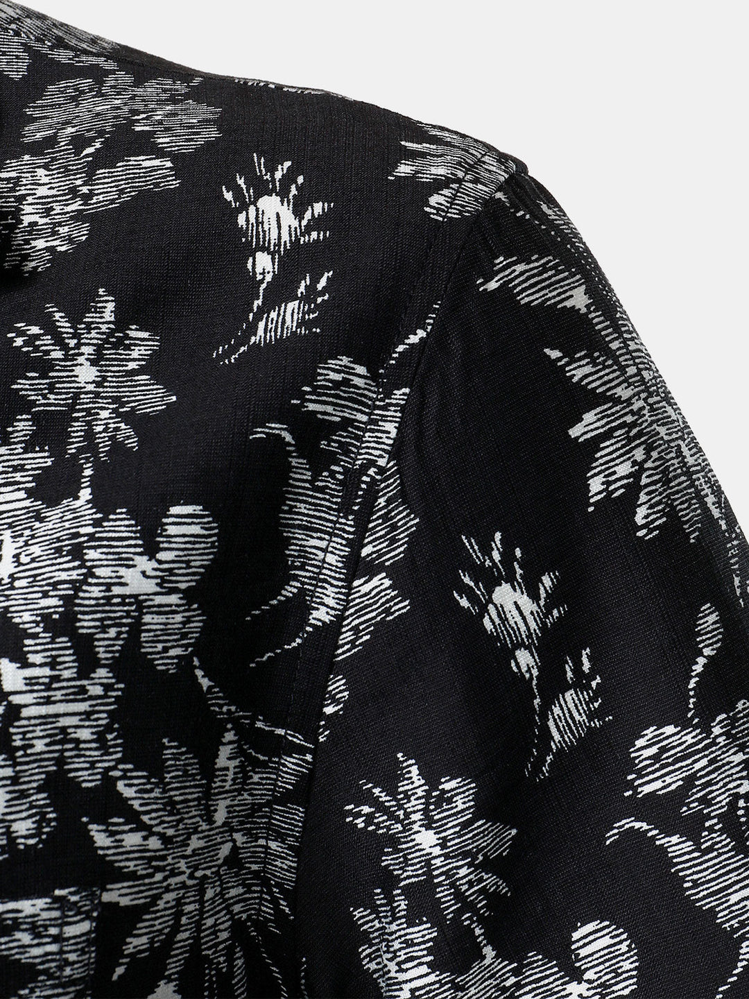 Chemise Hawaïenne Homme Noire à Imprimé Floral Tropical Décontractée