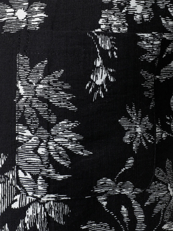 Chemise Hawaïenne Homme Noire à Imprimé Floral Tropical Décontractée