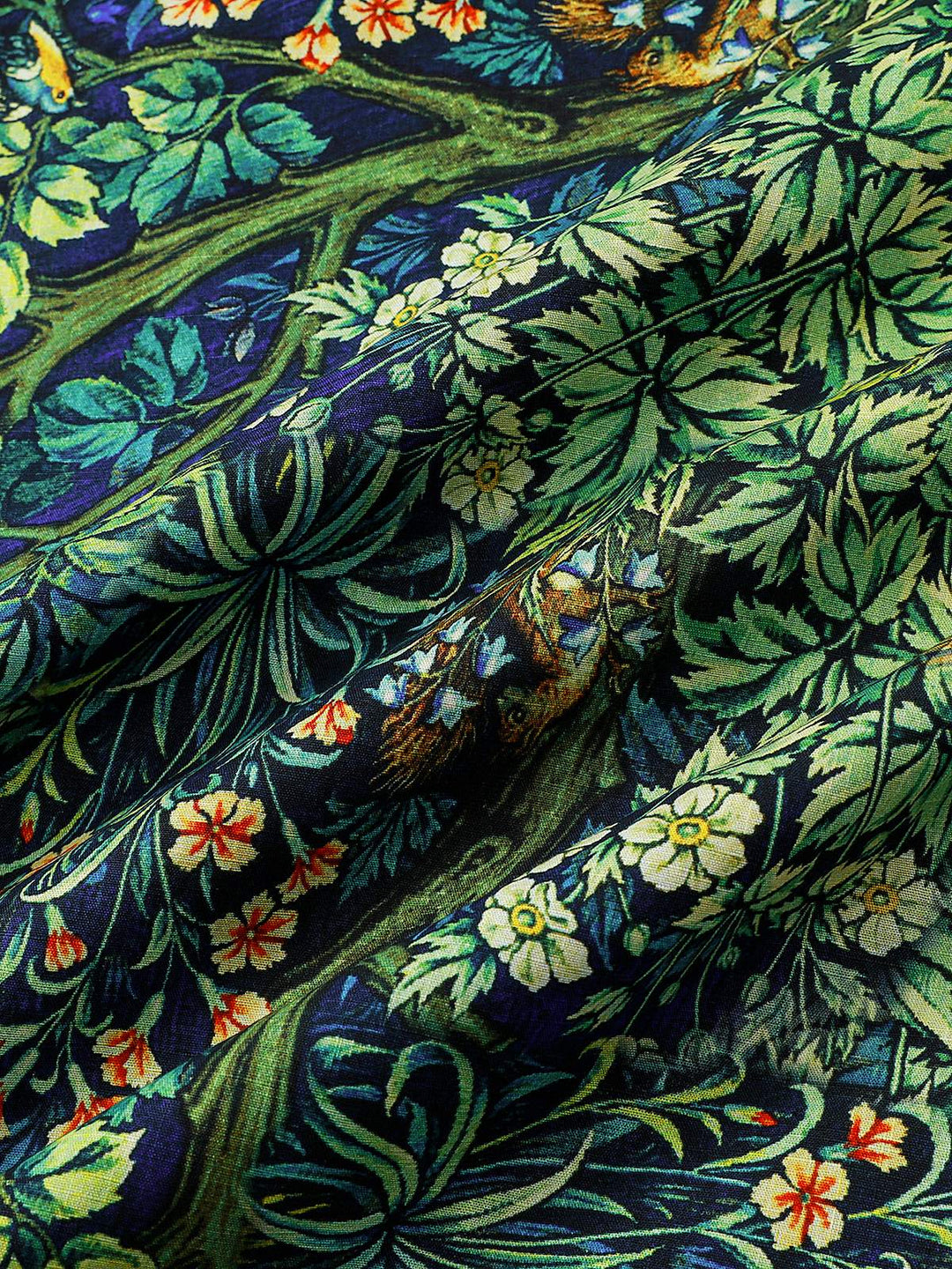 Chemise Homme Hawaïenne Imprimé Botanique Tropical Vert en Coton à Manches Courtes