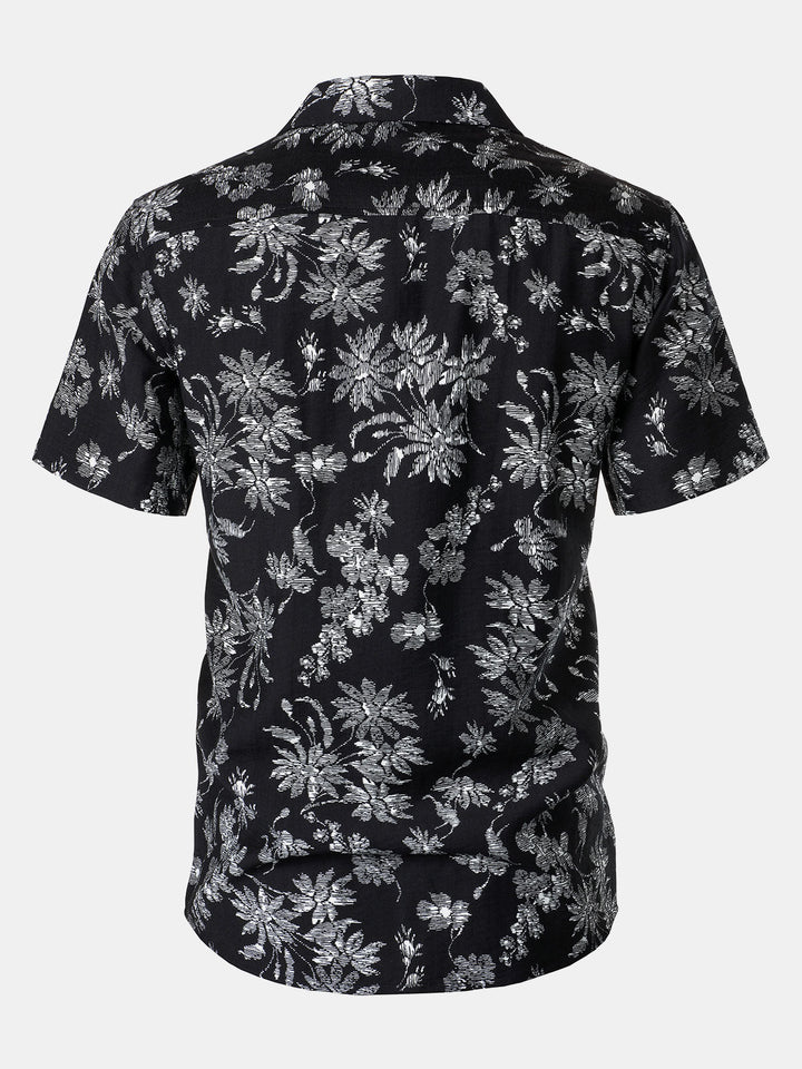 Chemise Hawaïenne Homme Noire à Imprimé Floral Tropical Décontractée
