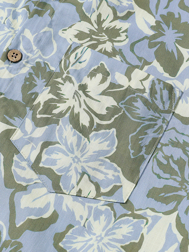 Chemise Homme à Imprimé Floral Hawaïen Décontractée d’Été Style Vacances Manches Courtes