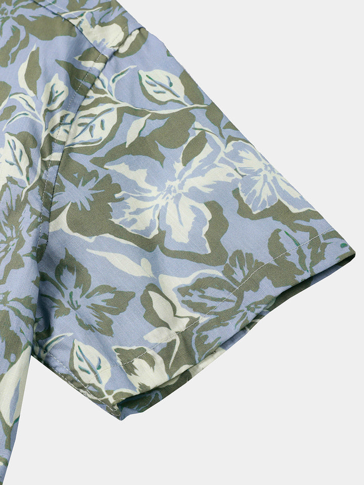 Chemise Homme à Imprimé Floral Hawaïen Décontractée d’Été Style Vacances Manches Courtes