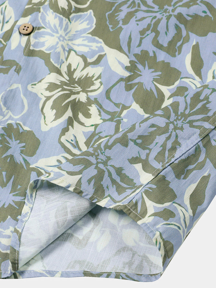 Chemise Homme à Imprimé Floral Hawaïen Décontractée d’Été Style Vacances Manches Courtes