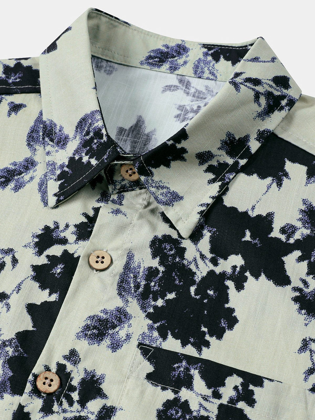 Chemise Homme Style Resort Imprimé Floral Effet Lavis en Coton à Manches Courtes