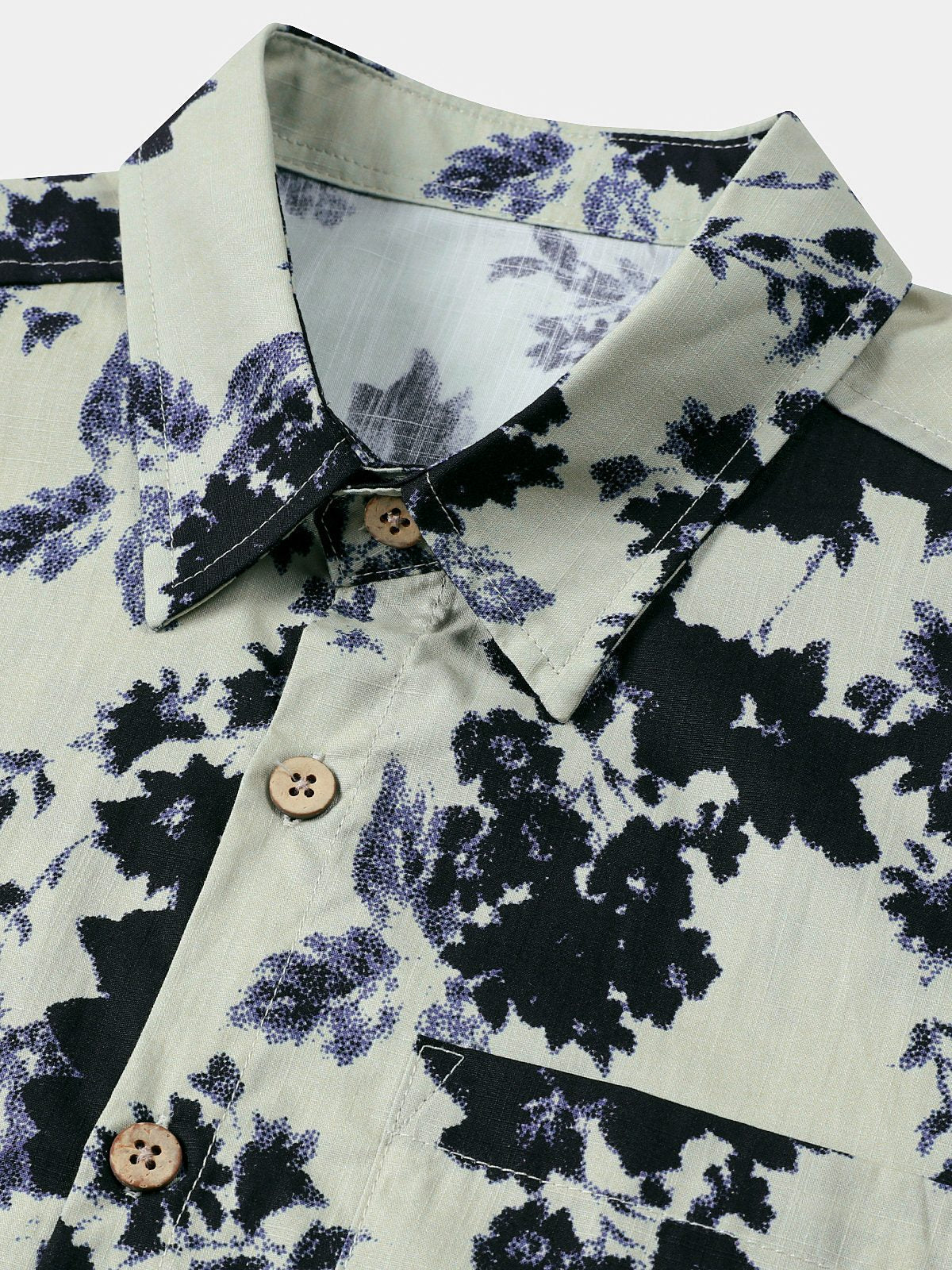 Chemise Homme Style Resort Imprimé Floral Effet Lavis en Coton à Manches Courtes