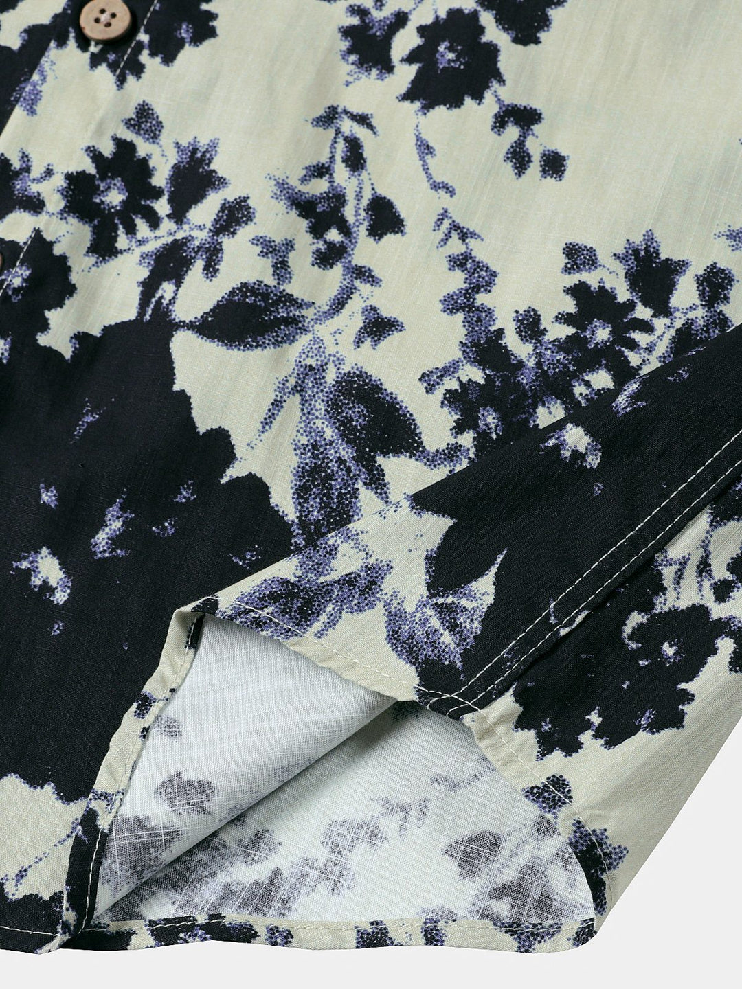 Chemise Homme Style Resort Imprimé Floral Effet Lavis en Coton à Manches Courtes