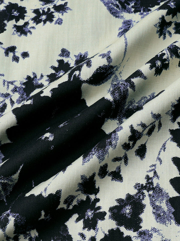 Chemise Homme Style Resort Imprimé Floral Effet Lavis en Coton à Manches Courtes