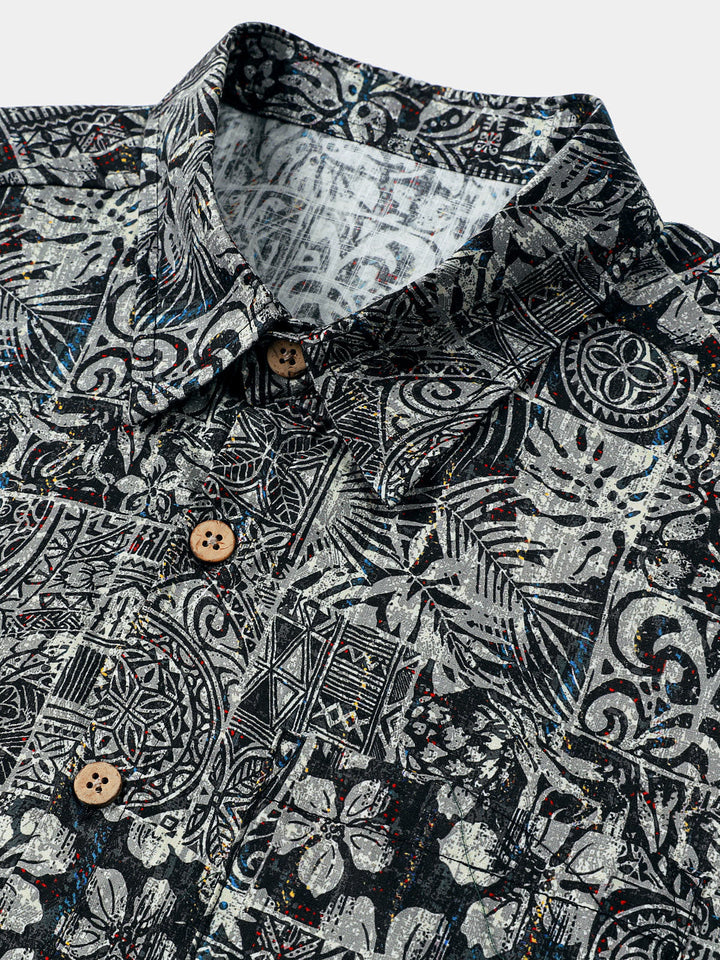 Chemise Homme à Motif Graphique Style Bohème Décontractée Manches Courtes