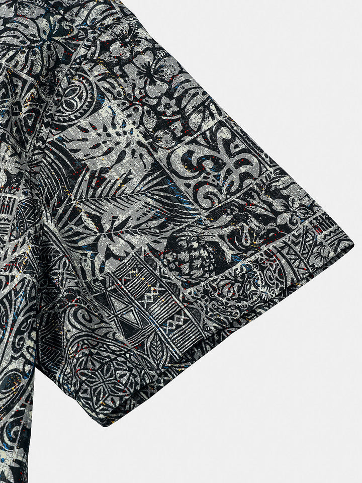 Chemise Homme à Motif Graphique Style Bohème Décontractée Manches Courtes