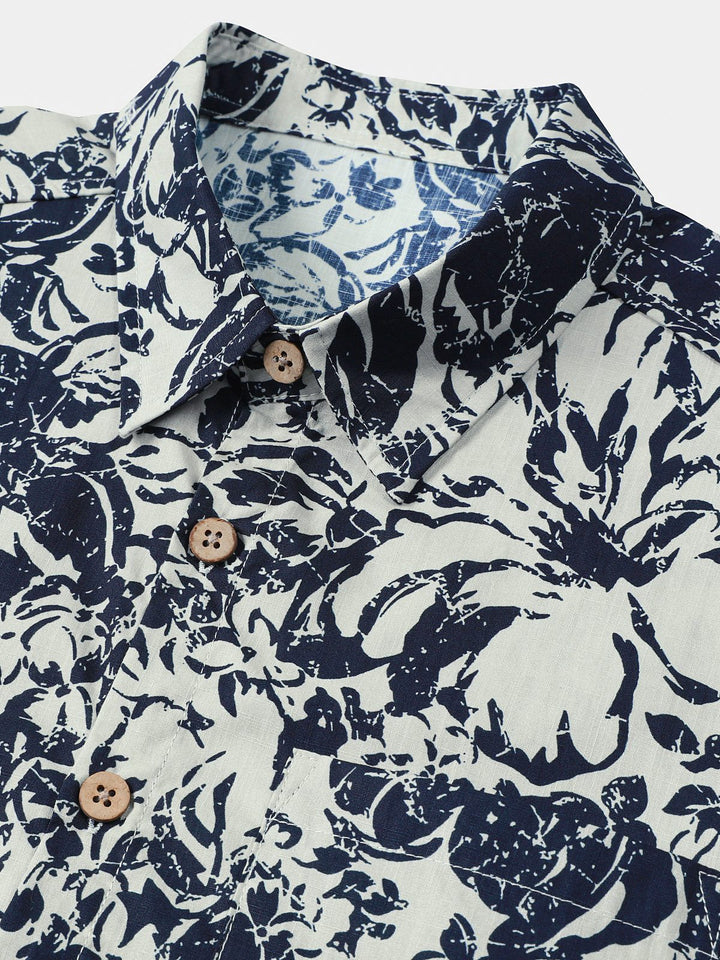 Chemise Homme en Coton Respirant Style Bord de Mer Vacances à Manches Courtes