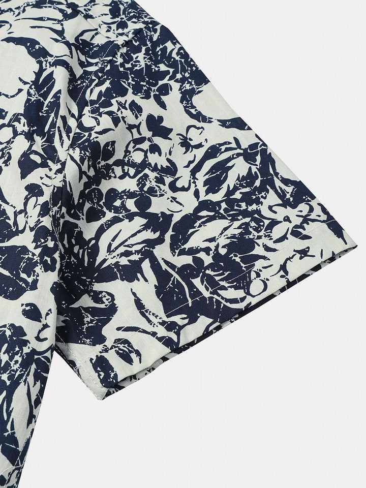 Chemise Homme en Coton Respirant Style Bord de Mer Vacances à Manches Courtes