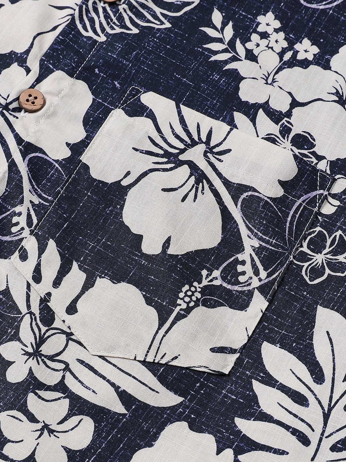 Chemise Vintage à Manches Courtes pour Homme avec Motif de Fleurs d'Île