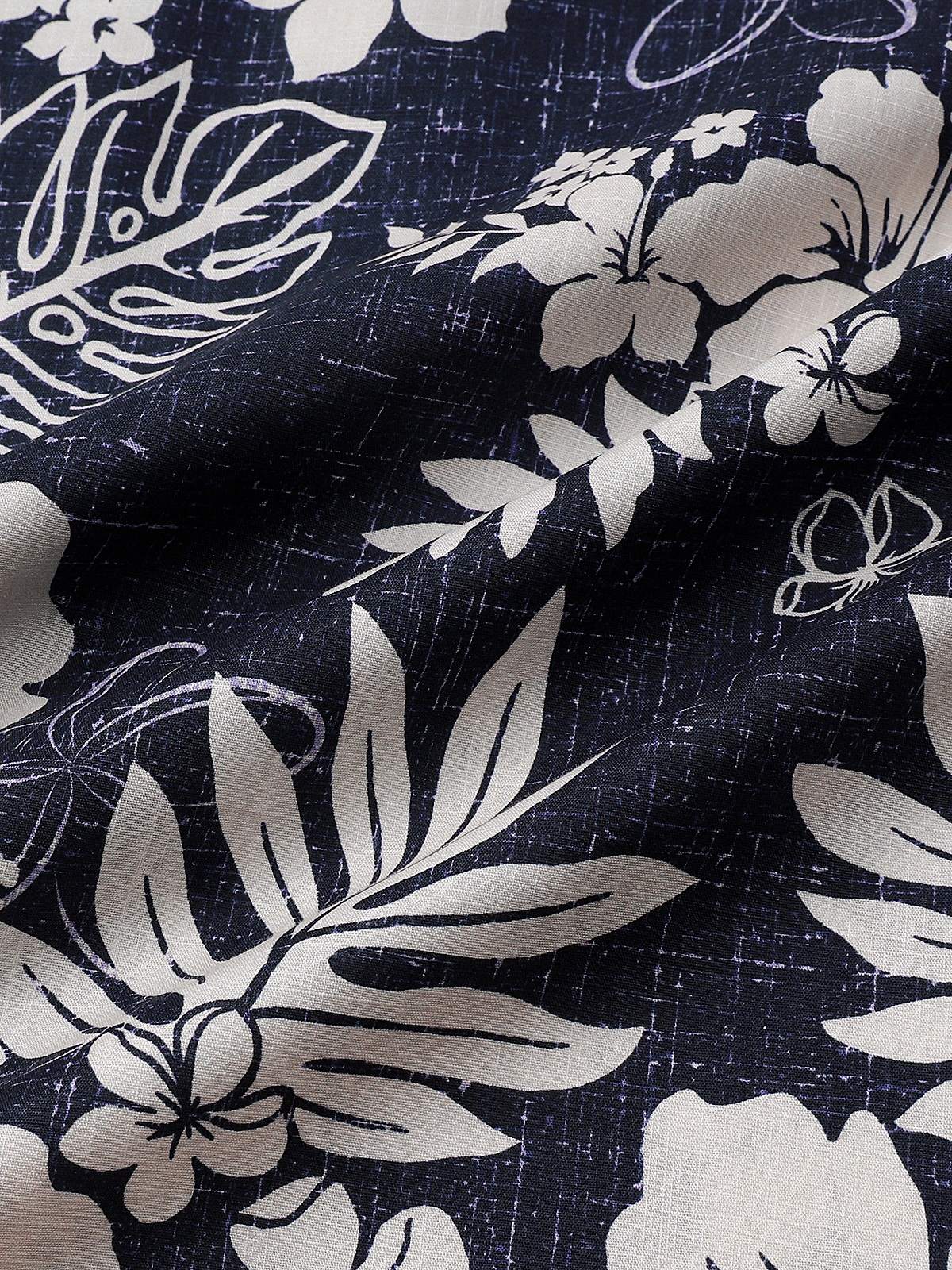 Chemise Homme Vintage à Manches Courtes en Coton Respirante Imprimé Fleurs Style Île et Vacances